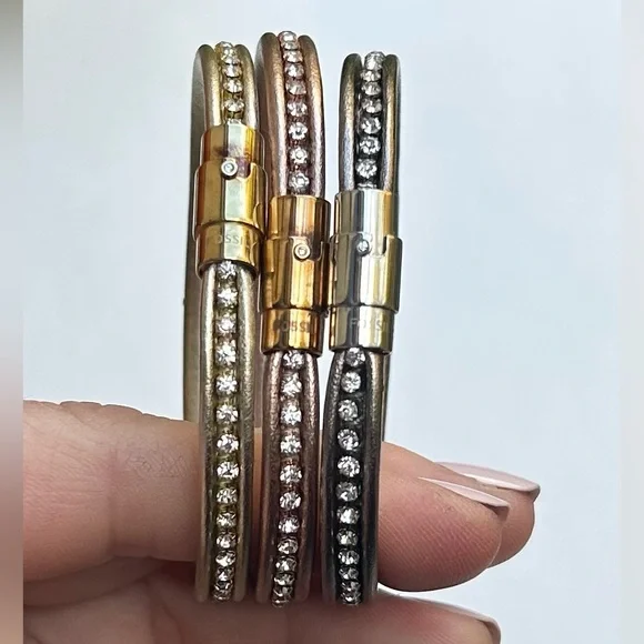 FOSSIL 3 Leather Wrap Bracelets